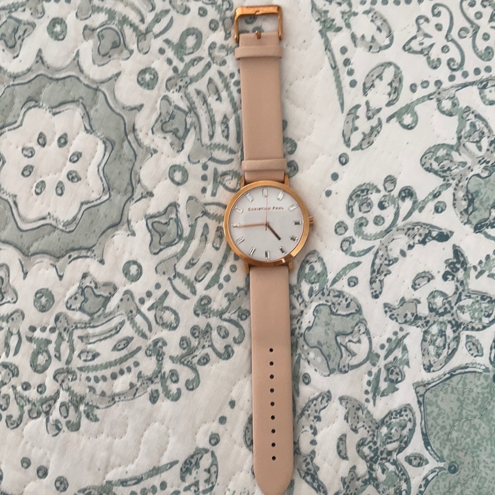 NEW Christian Paul genuine pink leather watch